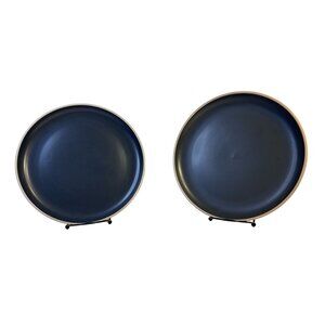 B+B Bread & Butter Hamptons Stoneware Dinner Plates Set- 2 Royal Blue 10" HTF